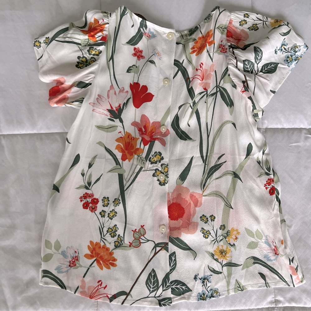 NWT LOFT Flutter Sleeve Floral Top XXSP